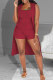 Burgundy Fashion Casual Solid Basic Square Collar Sleeveless Two Pieces