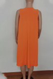 Tangerine Casual Solid Patchwork Sleeveless Two Pieces