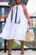 White Fashion Casual Plus Size Print Basic O Neck Sleeveless Dress