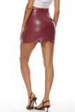 Ink Green Fashion Casual Print Slit Skinny High Waist Skirt