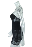 Black Sexy Solid Mesh Pencil Skirt Dresses