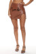 Brown Fashion Casual Letter Print Slit Skinny High Waist Skirt