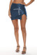 Navy Blue Fashion Casual Print Slit Skinny High Waist Skirt