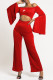 Red Fashion Street Print Hollowed Out Off the Shoulder Jumpsuits