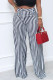 Black Casual Striped Print Patchwork Straight High Waist Wide Leg Full Print Bottoms