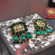 Green Fashion Vintage Letter Hot Drill Earrings