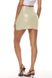 Ink Green Fashion Casual Print Slit Skinny High Waist Skirt