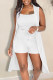 White Casual Solid Patchwork Sleeveless Two Pieces