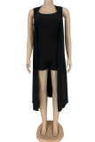 Yellow Fashion Casual Solid Basic Square Collar Sleeveless Two Pieces