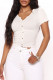 White Fashion Casual Solid Basic V Neck T-Shirts