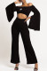 Black Fashion Street Print Hollowed Out Off the Shoulder Jumpsuits