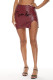Burgundy Fashion Casual Letter Print Slit Skinny High Waist Skirt
