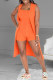 Orange Fashion Casual Solid Basic Square Collar Sleeveless Two Pieces