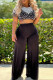 Black Fashion Casual Solid Patchwork Beading O Neck Short Sleeve Two Pieces