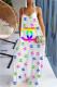 White Fashion Street Print Letter Spaghetti Strap Jumpsuits