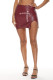 Burgundy Fashion Casual Print Slit Skinny High Waist Skirt