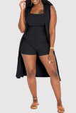 Yellow Fashion Casual Solid Basic Square Collar Sleeveless Two Pieces