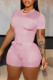 Pink Fashion Casual Solid Color Short Sleeved Tops And Shorts Two-piece Set