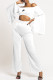 White Fashion Street Print Hollowed Out Off the Shoulder Jumpsuits