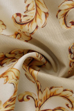 Yellow Casual Print Patchwork Half A Turtleneck Cake Skirt Dresses