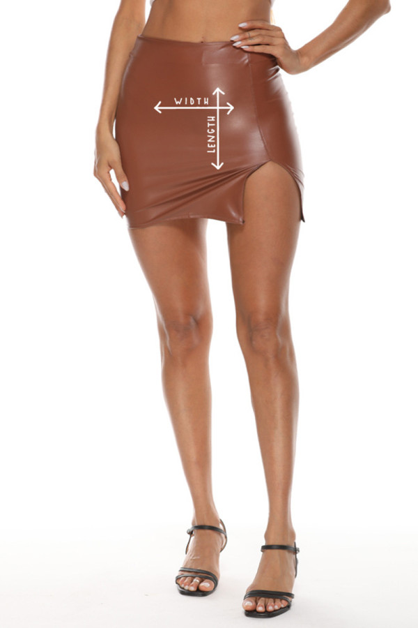 Brown Fashion Casual Print Slit Skinny High Waist Skirt