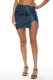 Navy Blue Fashion Casual Letter Print Slit Skinny High Waist Skirt