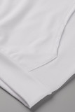 Grey Fashion Casual Letter Print Patchwork Hooded Collar Short Sleeve Dress