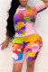 Pink Fashion Casual Print Basic O Neck Short Sleeve Two Pieces