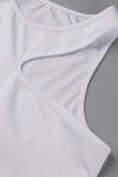 White Green Fashion Sexy Solid Tassel Patchwork Asymmetrical O Neck Sleeveless Two Pieces