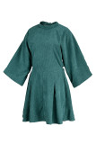 Light Blue Elegant Solid Bandage Patchwork Backless Half A Turtleneck A Line Dresses