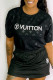 Black Fashion Casual Print Letter O Neck Short Sleeve Two Pieces