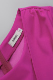 Purple Fashion Casual Solid Patchwork Oblique Collar Regular Jumpsuits