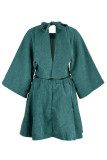 Light Blue Elegant Solid Bandage Patchwork Backless Half A Turtleneck A Line Dresses