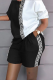 Black And White Casual Print Patchwork O Neck Short Sleeve Two Pieces