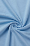 Light Blue Sexy Casual Letter Print Basic U Neck Vest Dress Dresses