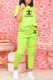 Light Green Fashion Sportswear Print Letter O Neck Short Sleeve Two Pieces