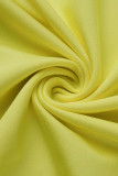 Yellow Fashion Casual Solid Bandage O Neck Half Sleeve Two Pieces