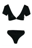 Rose Red Fashion Sexy Solid Patchwork Swimwears (Without Paddings)