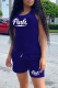 Royal Blue Fashion Print Patchwork U Neck Sleeveless Two Pieces