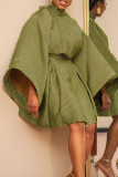 Light Blue Elegant Solid Bandage Patchwork Backless Half A Turtleneck A Line Dresses