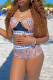 Khaki Fashion Sexy Plaid Patchwork Swimwears