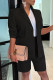 Black Fashion Casual Solid Basic Turndown Collar Long Sleeve Two Pieces