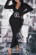 Black Fashion Sexy Print Letter Zipper Collar One Step Skirt Dresses