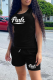 Black Fashion Print Patchwork U Neck Sleeveless Two Pieces