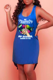 Pink Casual Print Patchwork U Neck Straight Dresses