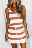 Green Fashion Casual Striped Split Joint V Neck A Line Dresses