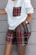 Burgundy Casual Print Patchwork O Neck Short Sleeve Two Pieces