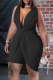 Black Fashion Casual Solid Patchwork V Neck Sleeveless Two Pieces