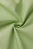 Green Fashion Casual Solid Bandage V Neck Tops