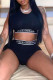 Black Fashion Casual Letter Patchwork O Neck Sleeveless Two Pieces